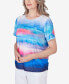 Petite Paradise Island Watercolor Stripe Ruched Top