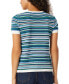 ფოტო #2 პროდუქტის Women's Striped Scoop-Neck Sweater