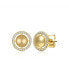 ფოტო #1 პროდუქტის Radiant 14k Yellow Gold Plated Eternity Halo Medallion Stud Earrings with Cubic Zirconia