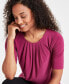 ფოტო #5 პროდუქტის Women's Crewneck Elbow-Length-Sleeve Blouse