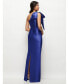 Фото #2 товара Women's Over d Bow One-Shoulder Satin Column Maxi Dress