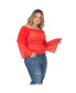 ფოტო #3 პროდუქტის Plus Size Tiered Sleeves Smocked Waist Blouse