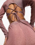 Collective the Label open back metallic knit top co-ord in rose