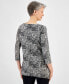 Фото #2 товара Women's 3/4 Sleeve Printed Jacquard Swing Top, Created for Macy's