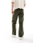 Jack & Jones wide fit herringbone worker trouser in khaki