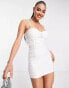 Parisian ruched bust cup mini bodycon dress in white