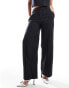 New Look formal wide leg trousers in black pinstripe