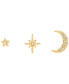 ფოტო #1 პროდუქტის Celestial North Star Moon 18K Gold-Plated Studs Earring Set