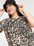 Wednesday's Girl Curve smock mini dress with pleated front in grunge leopard