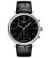 ფოტო #1 პროდუქტის Men's Swiss Chronograph Carson Premium Black Leather Strap Watch 41mm