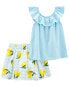 Фото #2 товара Toddler 2-Piece Ruffle Tank & Lemon Skort 2T