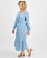 Фото #6 товара Petite Chambray V-Neck Tiered Shirtdress, Created for Macy's