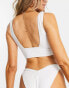 ASOS DESIGN mix and match deep band ruched crop bikini top in white