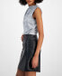 Фото #3 товара Women's Studded Faux-Leather Mini Skirt, Created for Macy's