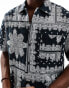 ASOS DESIGN boxy relaxed shirt in textured bandana print in black - BLACK Черный, 2XL - Chest 46-48 - фото #4