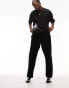 Фото #4 товара Topman straight leg velour pintuck jogger in black