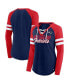 ფოტო #2 პროდუქტის Women's Navy, Red New England Patriots Plus Size True to Form Lace-Up V-Neck Raglan Long Sleeve T-shirt