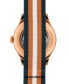 ფოტო #2 პროდუქტის Men's Swiss Automatic DS Blue & Orange Stripe Synthetic Strap Watch 41mm