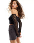 Фото #3 товара Noisy May off shoulder open knit top in black