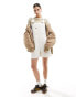 Dickies duck canvas short dungarees in off white