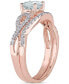 Фото #4 товара Aquamarine (5/8 ct. t.w.) & Diamond (1/6 ct. t.w.) Infinity Bridal Set in 10k Rose Gold