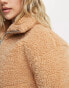 Фото #2 товара Abercrombie & Fitch sherpa mock neck jacket in beige