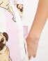 Chelsea Peers short pyjama set in pink and white pug stripe