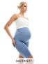 Фото #1 товара Mamalicious Maternity over the bump shapewear shorts in denim blue