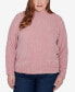 ფოტო #1 პროდუქტის Plus Size Classic Chenille Diamond Stitch Turtleneck Sweater