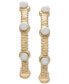 ფოტო #3 პროდუქტის Cultured Freshwater Pearl (3mm) Textured Medium Hoop Earrings in 14k Gold-Plated Sterling Silver, 1.2"