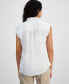 ფოტო #2 პროდუქტის Women's Button-Front Cap-Sleeve Popover Top, Created for Macy's