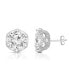 ფოტო #1 პროდუქტის Sterling Silver White Gold Plated Round-cut Cubic Zirconia Stone stud Earring