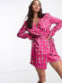 Фото #3 товара Annorlunda neon check cut-about tailored blazer dress in bright pink