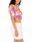 ფოტო #3 პროდუქტის Juniors' Quilted Vines Puff-Sleeve Tie Back Top