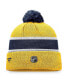 ფოტო #2 პროდუქტის Men's Gold, Navy Nashville Predators Breakaway Cuffed Knit Hat with Pom