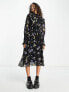 Vero Moda shirred detail midi dress in floral print