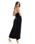 ASOS DESIGN lettuce edge plunge halter maxi dress with twist detail in black Черный, 40 - фото #3