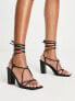 Фото #1 товара Public Desire Beauty block mid heel tie ankle sandals in black