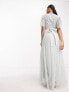 Maya Bridesmaid stripe sequin maxi dress in pale grey