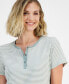 ფოტო #3 პროდუქტის Women's Cotton Printed Henley Sleepshirt, Created for Macy's