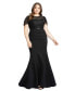 ფოტო #1 პროდუქტის Plus Size Lace Illusion High Neck Cap Sleeve Gown