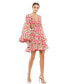 ფოტო #1 პროდუქტის Women's Ieena Floral Cut Out V Neck Bell Sleeve Mini Dress