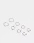 Topshop Pedro waterproof stainless steel pack of 4 hexagonal hoop earrings in silver tone