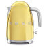 SMEG electric kettle KLF03GOEU (Gold), 1.7 L, 2400 W, Gold, Plastic, Stainless steel, Water level indicator, Overheat protection