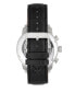 ფოტო #2 პროდუქტის Automatic Arthur Silver Case, Black Dial, Genuine Black Leather Watch 45mm