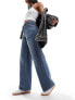 Weekday Ample low waist loose fit straight leg jeans in treasure blue