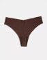 Lindex 3 pack high leg invisible thong in brown