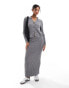 Фото #3 товара Object ribbed buttondown polo top co-ord in medium grey melange