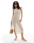 Фото #1 товара JDY open crochet midi tank dress in stone