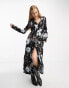 Фото #4 товара Free People oversized floral applique maxi dress in black